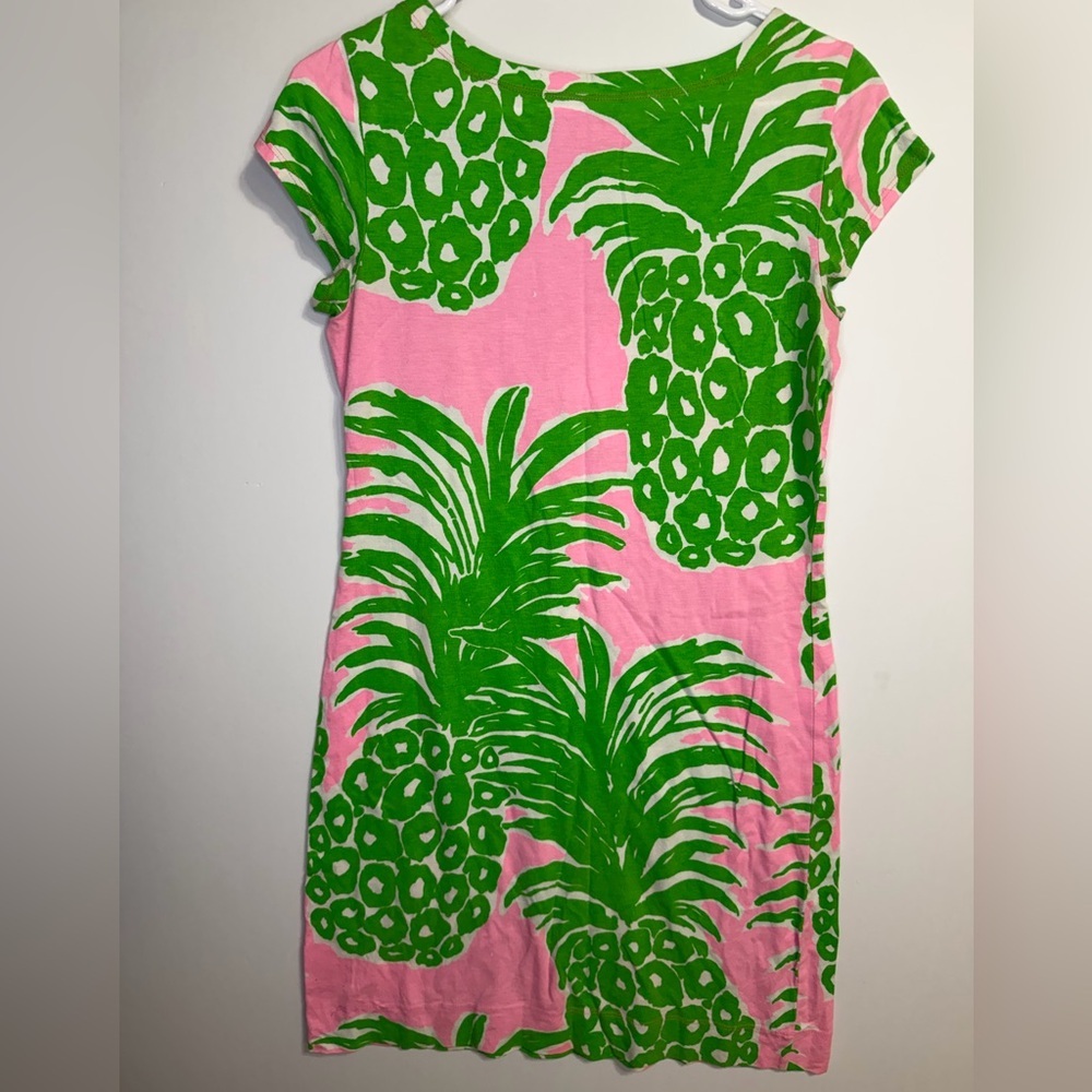 Lilly Pulitzer Loren Pink Pineapple Flamenco 100% Pima Cotton Dress Size Small - Picture 6 of 7